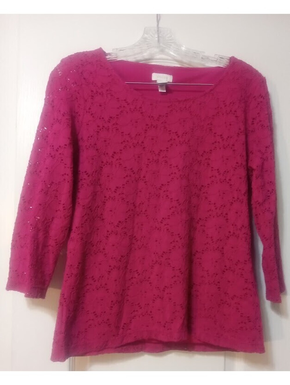 Fuchsia Lace Knit Sweater — Chico’s, Size 0 (Small)